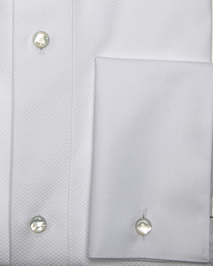 White Pique Bib Front Tuxedo Shirt