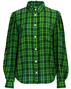 Anti Green Plaid Embellished Button Shirt