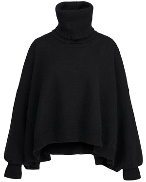 Black Cape Sleeve Convertible Agic Turtleneck Sweater