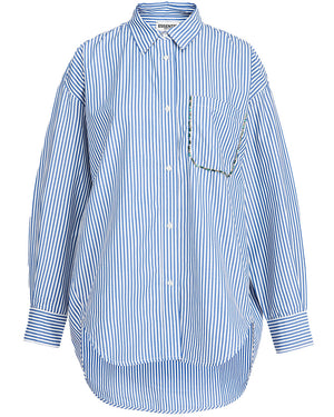 Blue Stipe Akita Embellished Oversize Shirt