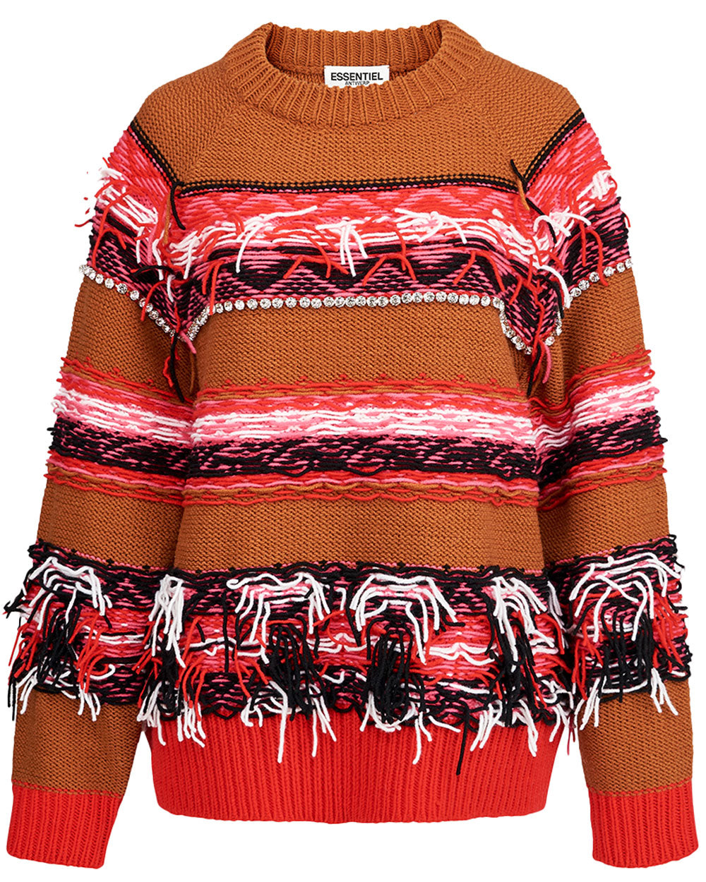 Camel Multi Alessia Embellished Inside Out Sweater