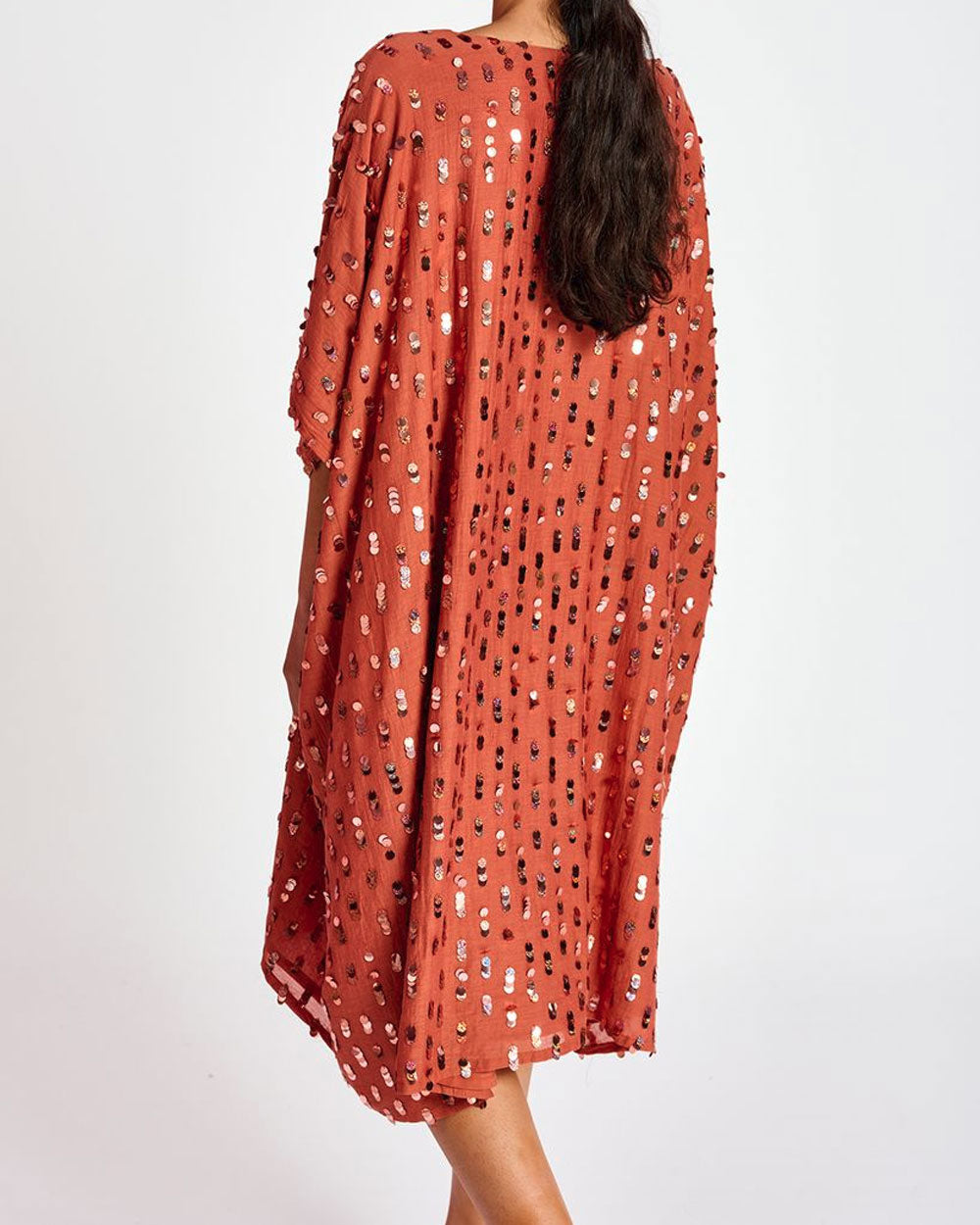 Dark Orange Balmtree Sequin Kaftan