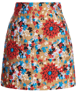 Multicolor Jacquard Capers Mini Skirt