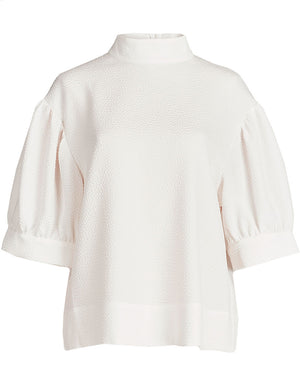 Off White Puff Sleeve Accessory Top