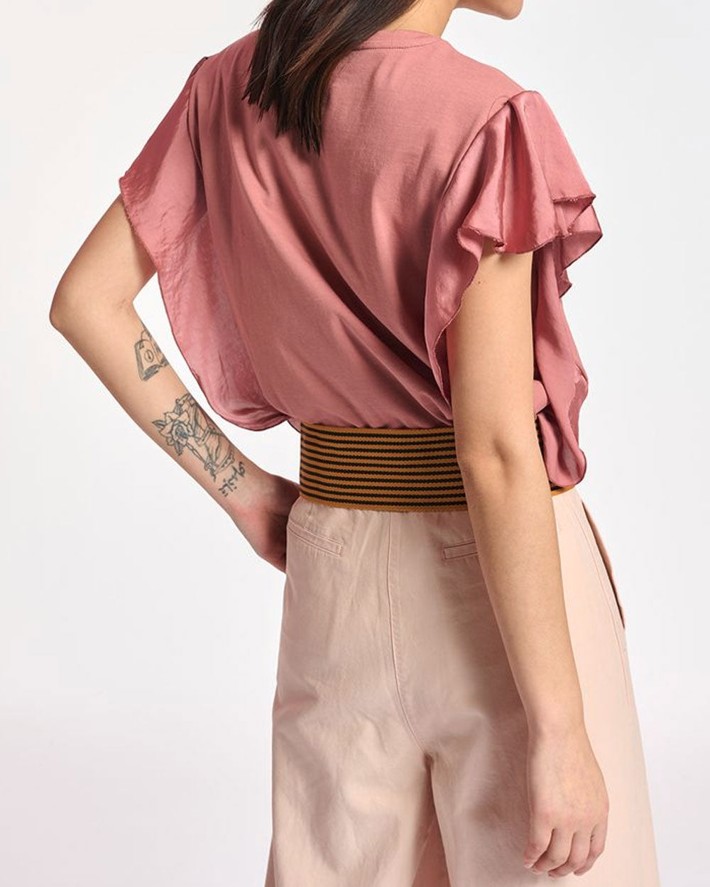 Vintage Pink Cotton-Jersey And Satin T-Shirt