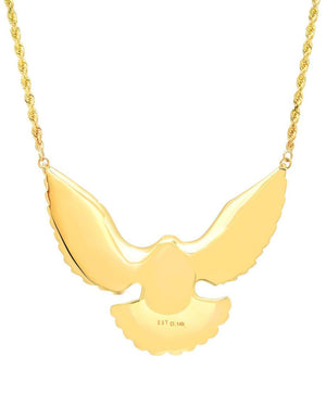 14k Yellow Gold Eagle on Thick Rope Chain Necklace
