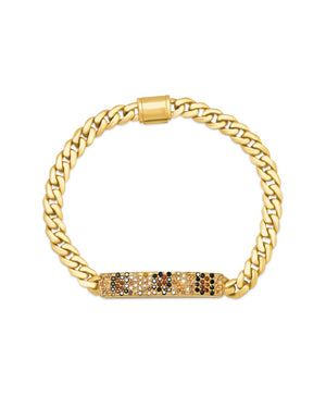 18k Yellow Gold Leopard Pavé Diamond ID Bracelet