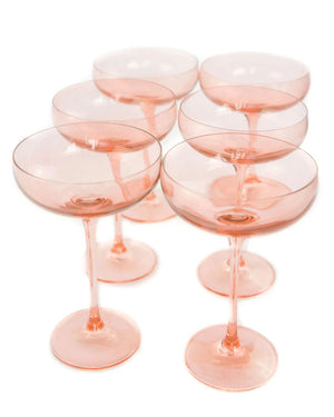 Champagne Coupe Stemware in Pink