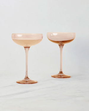 Champagne Coupe Stemware in Pink