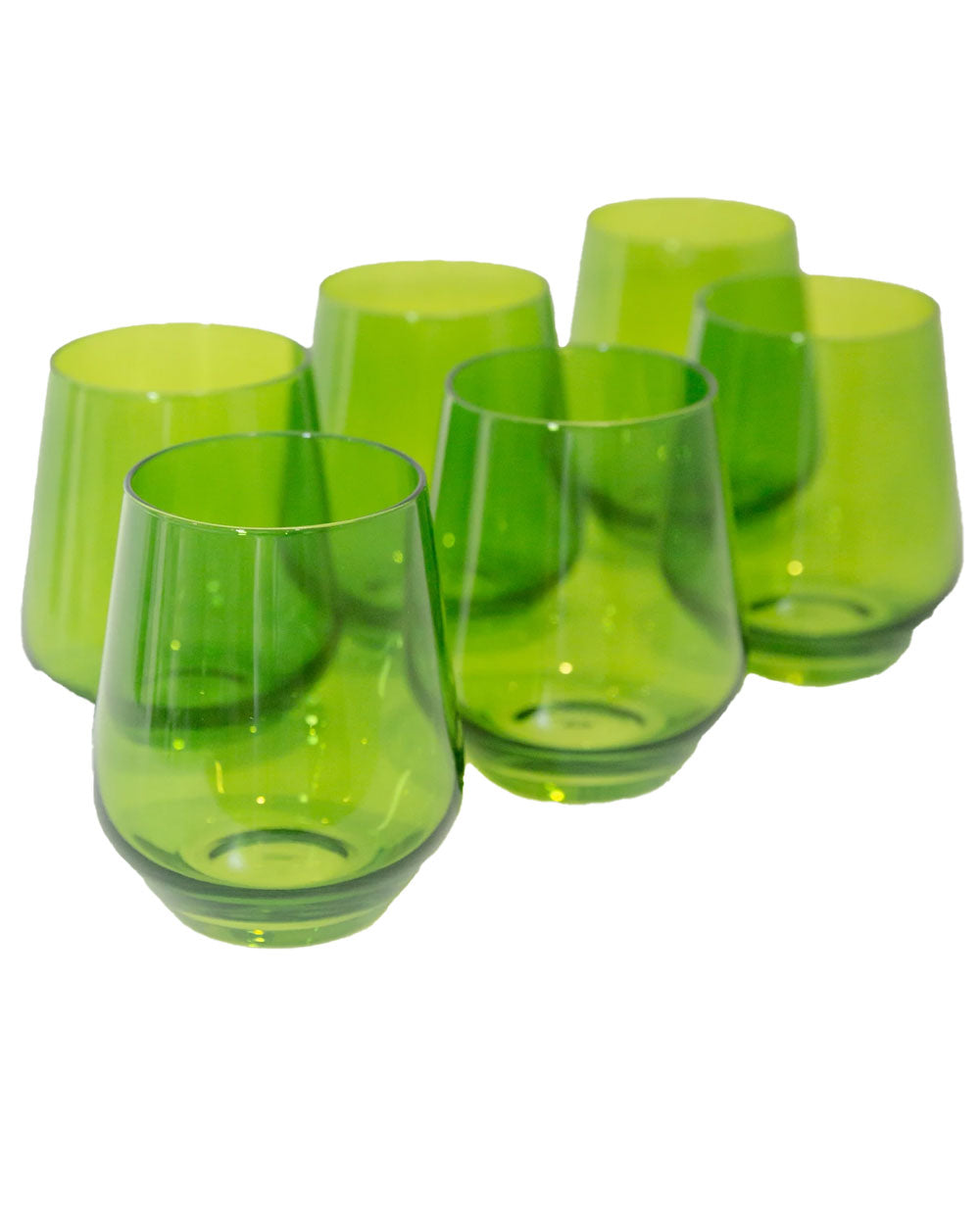 Green Colored Stemless Glass Set