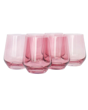 Rose Colored Stemless Glass Set