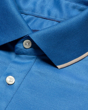 Blue Filo di Scozia Popover Shirt