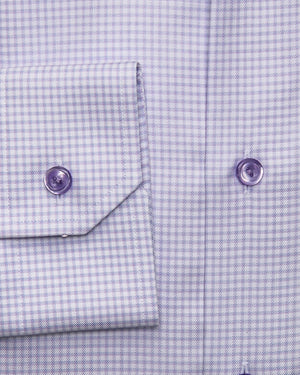 Purple and Light Blue Micro Check Dress Shirt