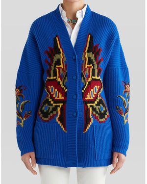 Blue Maglia Cappotto Onfale Knit Cardigan