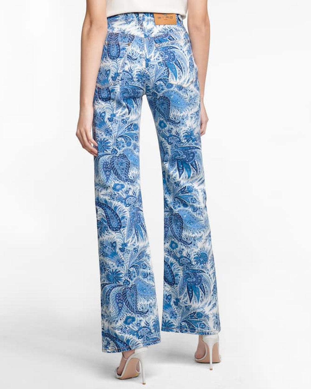Blue Paisley High Rise Straight Jeans