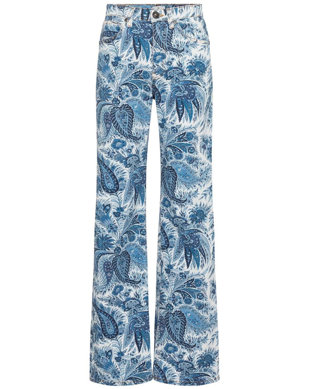 Blue Paisley High Rise Straight Jeans
