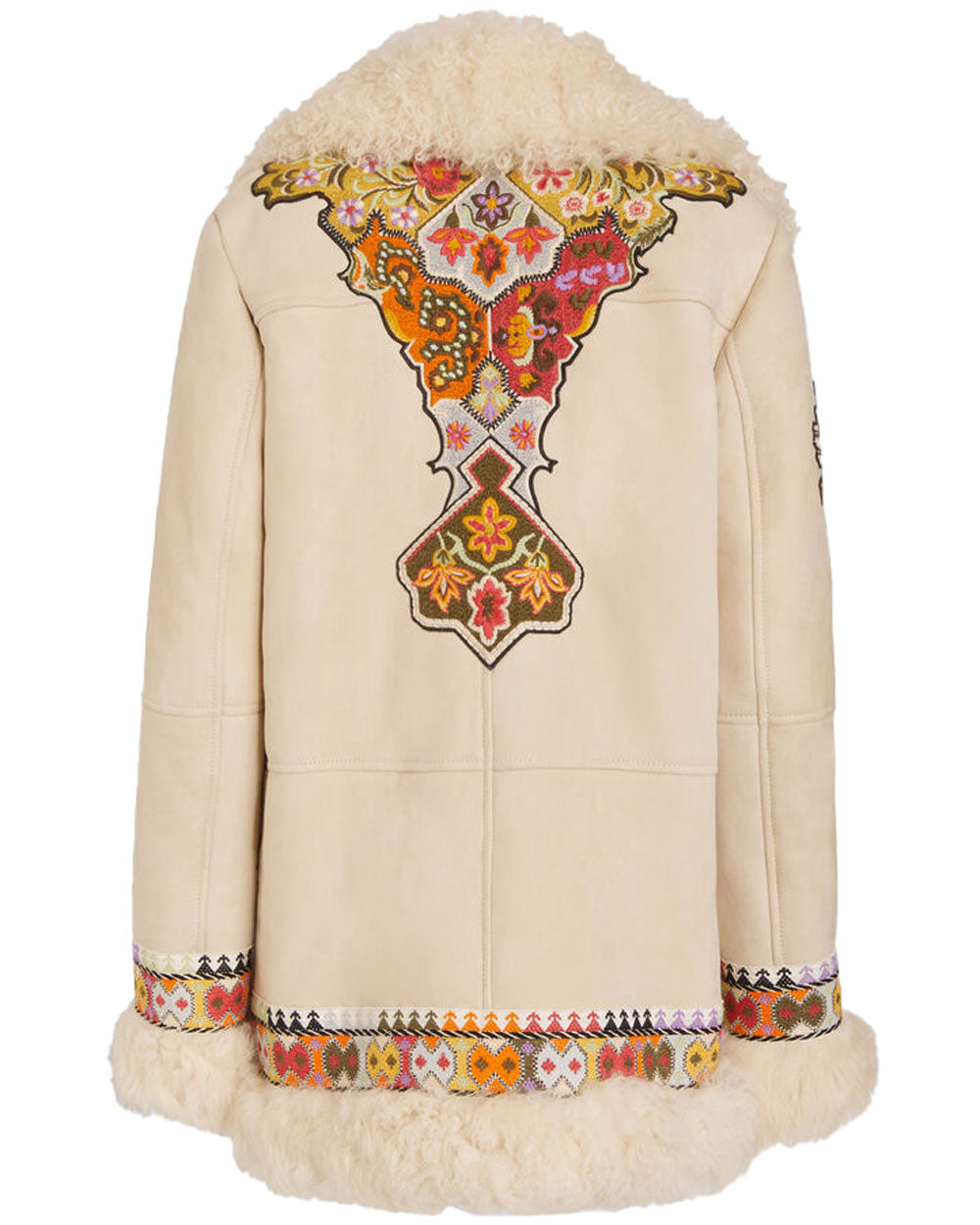 White Embroidered Artemis Shearling Coat