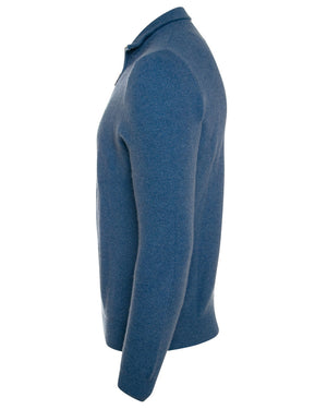 Denim Blue Cashmere Quarter Zip Sweater