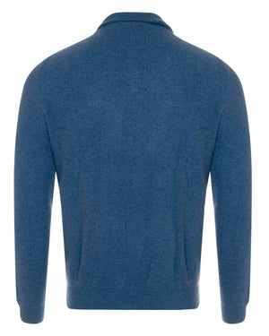 Denim Blue Cashmere Quarter Zip Sweater