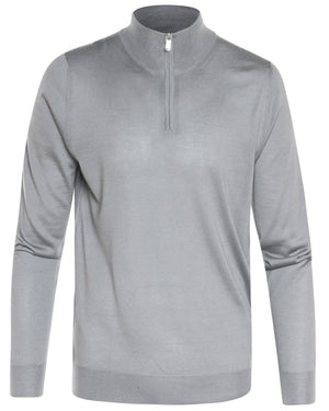 Grey Cashmere Blend Quarter Zip Sweater
