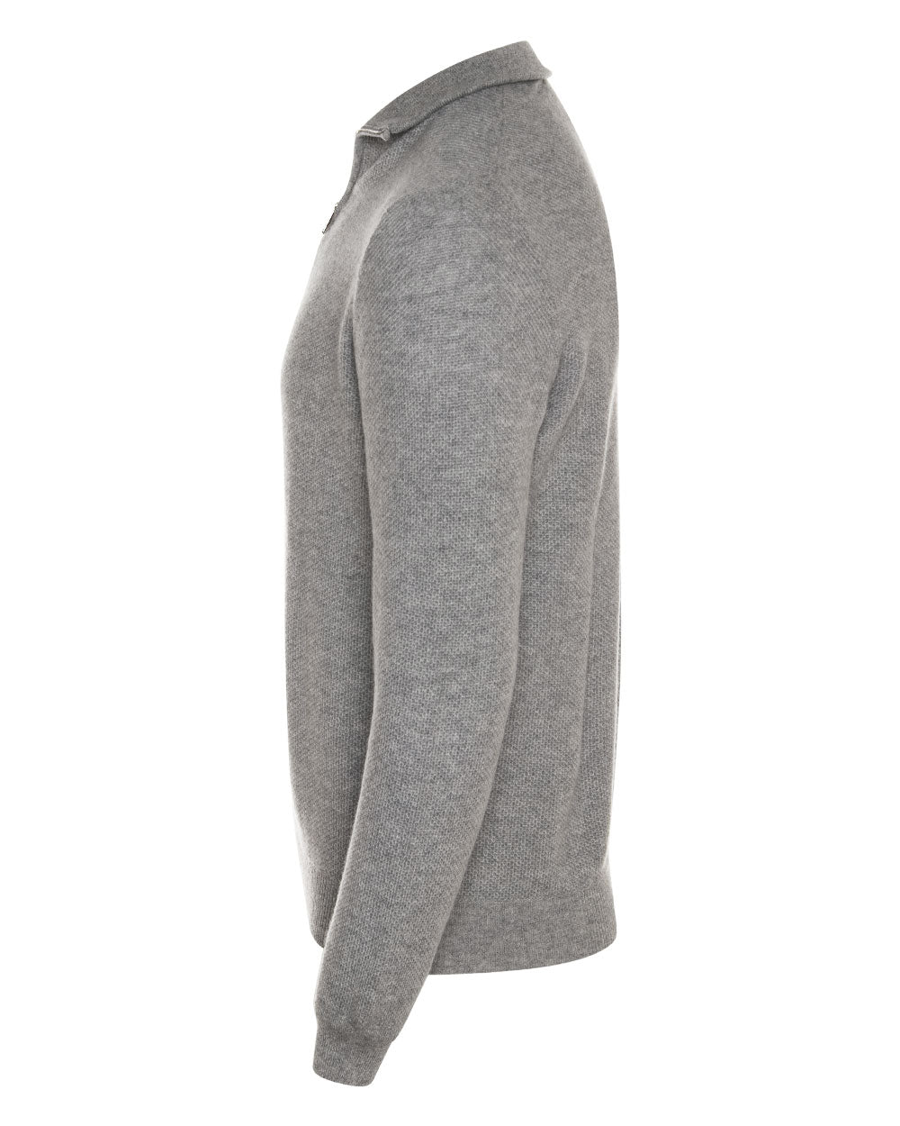 Grey Cashmere Quarter Zip Sweater