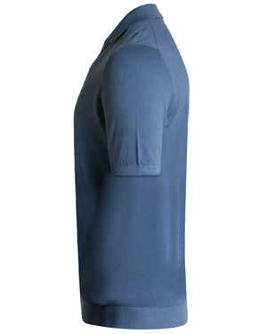 Sky Blue Johnny Collar Short Sleeve Polo