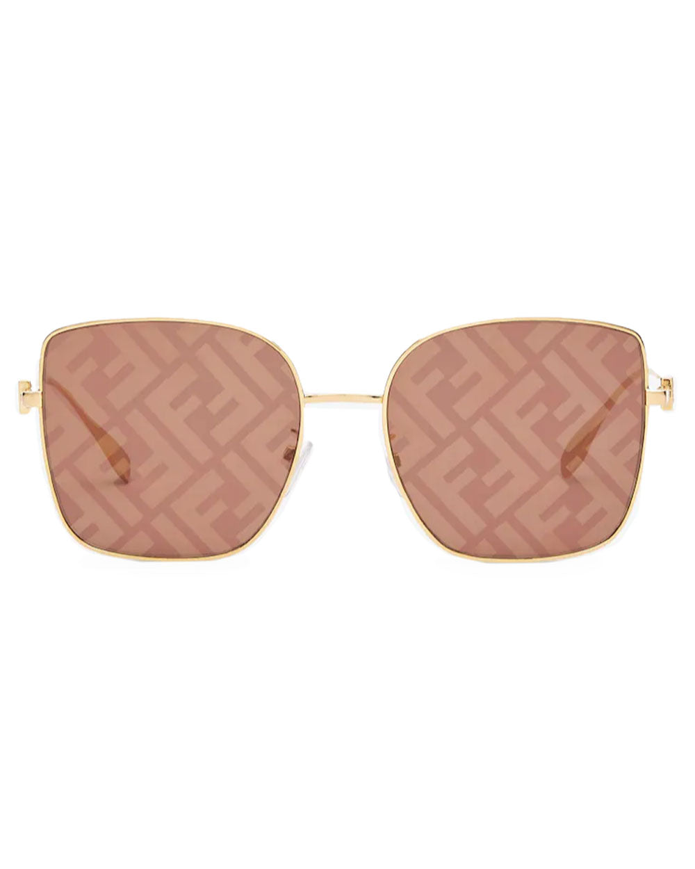 Square Metal Sunglasses in Gold Mirror