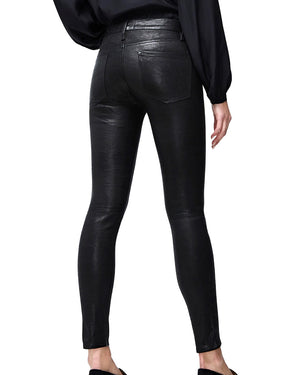 Le High Skinny Leather Pant in Washed Black