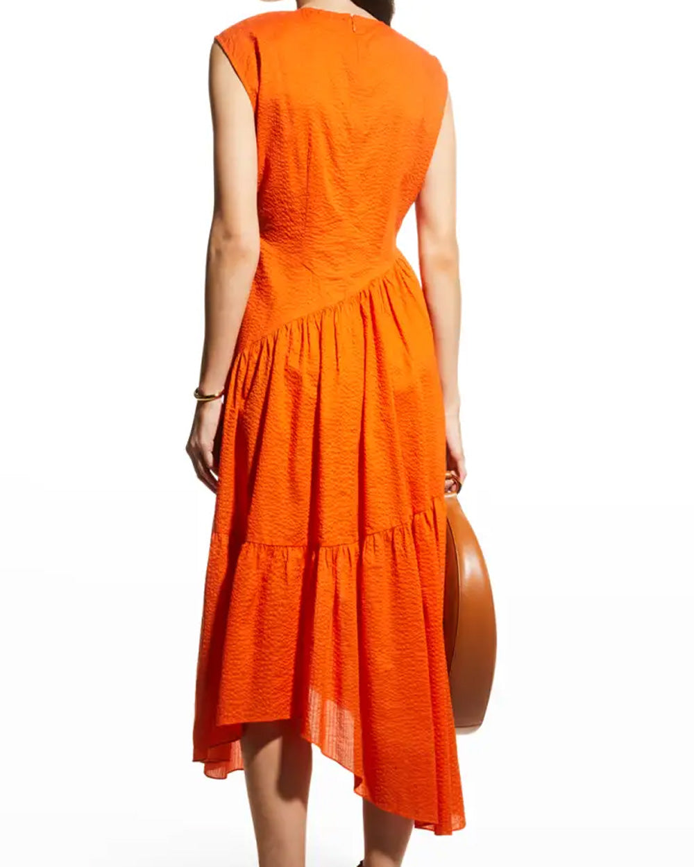 Orange Crush Gathered Seam Dress