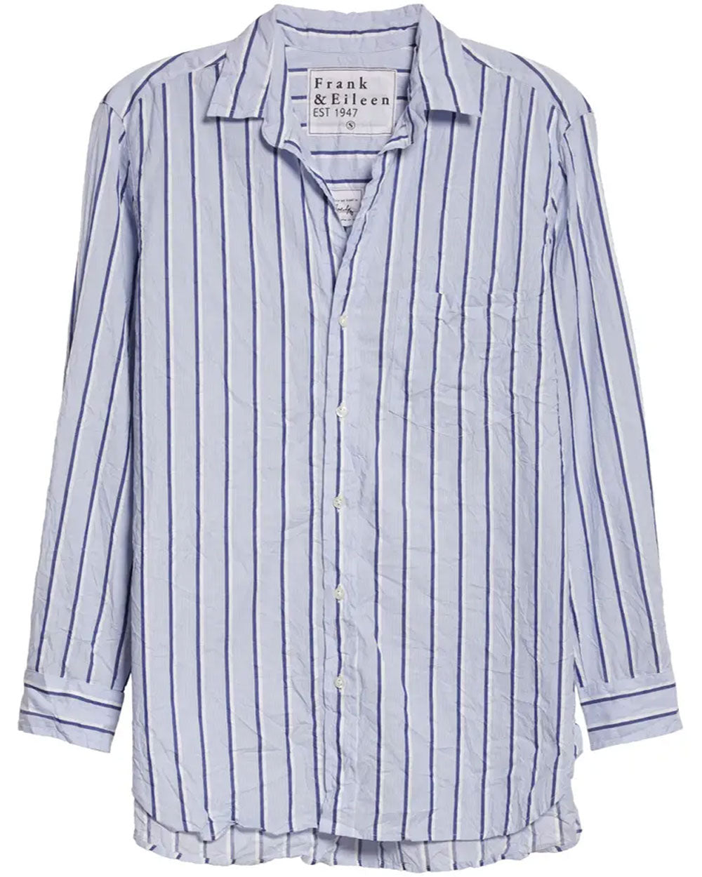 Blue Stripe Crinkle Joedy Button Up Shirt