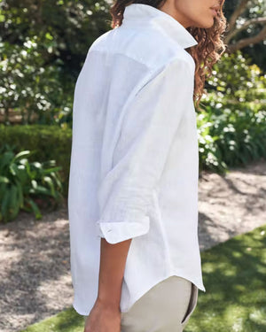 Classic White Eileen Woven Button Up