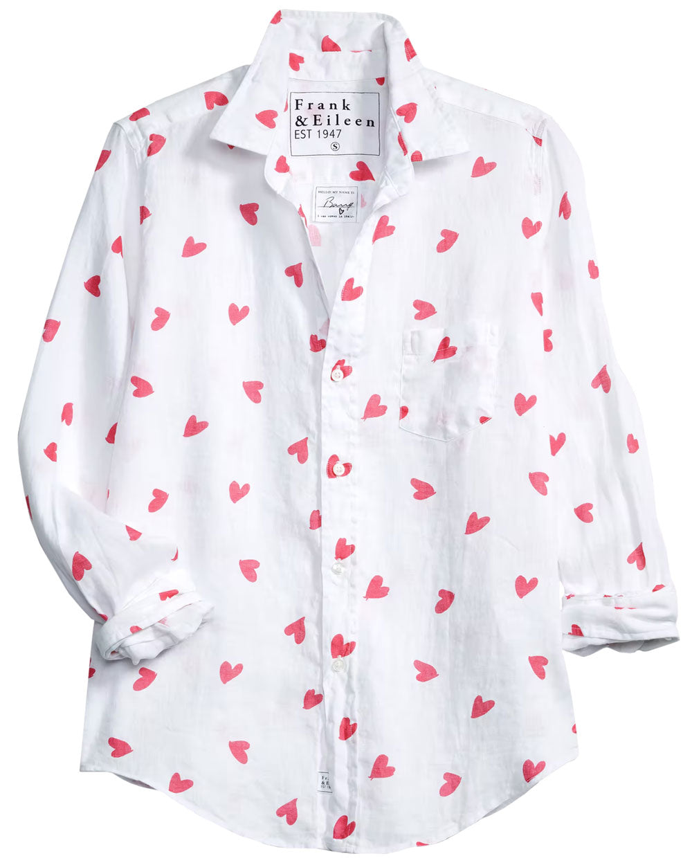 Pink Messy Hearts Barry Linen Button Up Shirt