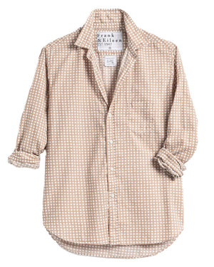 Camel Messy White Dot Eileen Woven Button Up