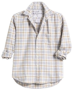 Gray and Tan Plaid Eileen Woven Button Up