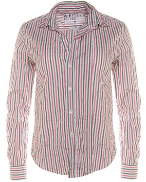 Pink and Green Stripe Barry Woven Button Up Shirt