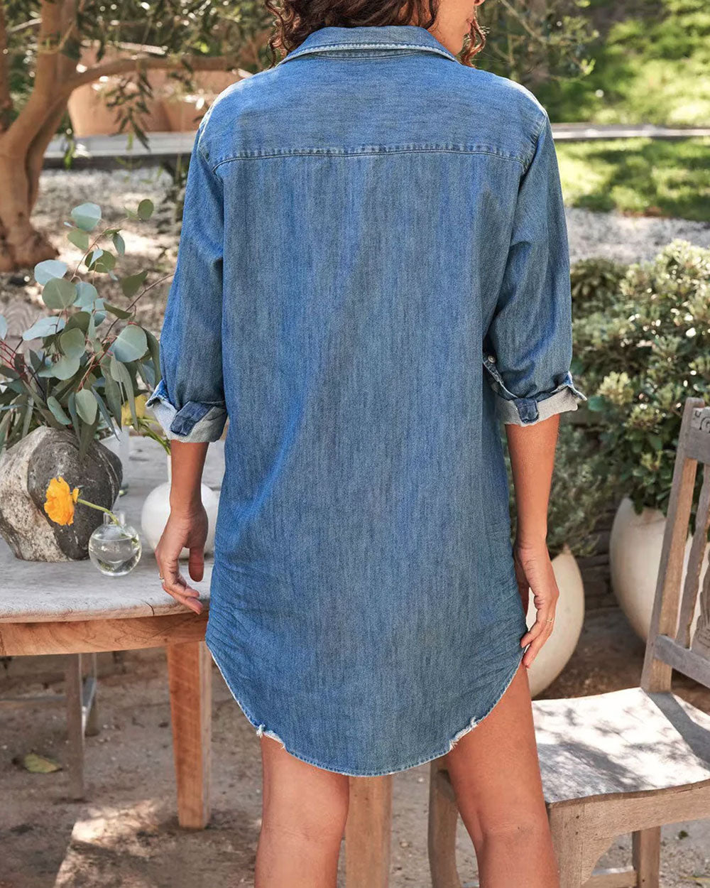 Vintage Stonewash Mary Woven Button Up Dress