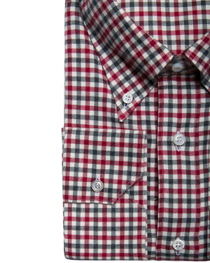 Berry and Grey Brushed Cotton Check Shirt