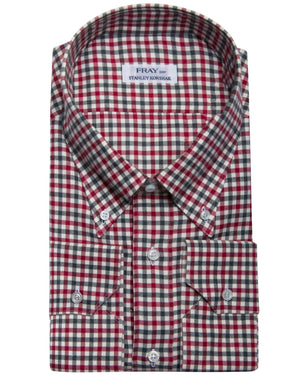 Berry and Grey Brushed Cotton Check Shirt