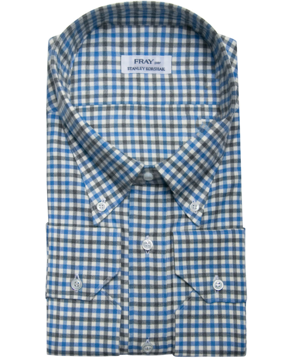 Grey and Blue Check Brushed Cotton Shirt