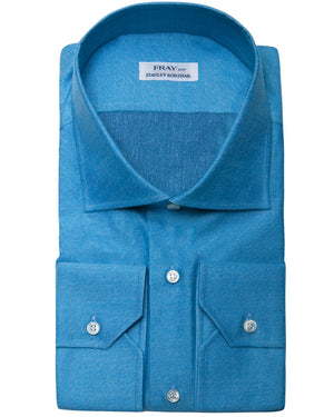 Heathered Turquoise Blue Cotton Sport Shirt