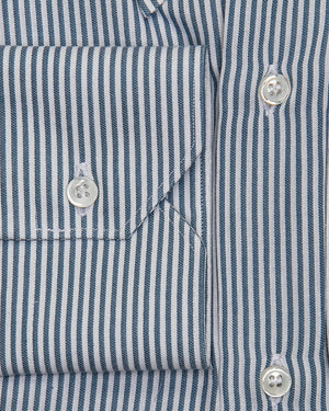 Slate Blue Striped Twill Dress Shirt