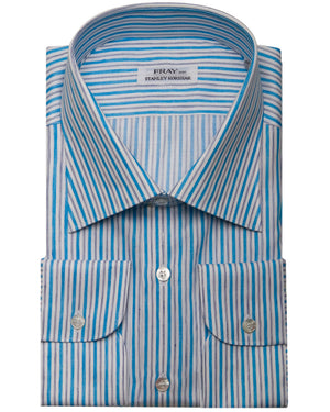 Turquoise and White Stripe Byron Dress Shirt