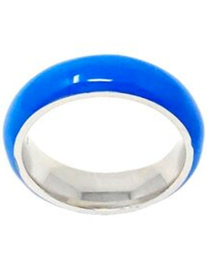 Neon Enamel and Silver Ring in Electric Blue