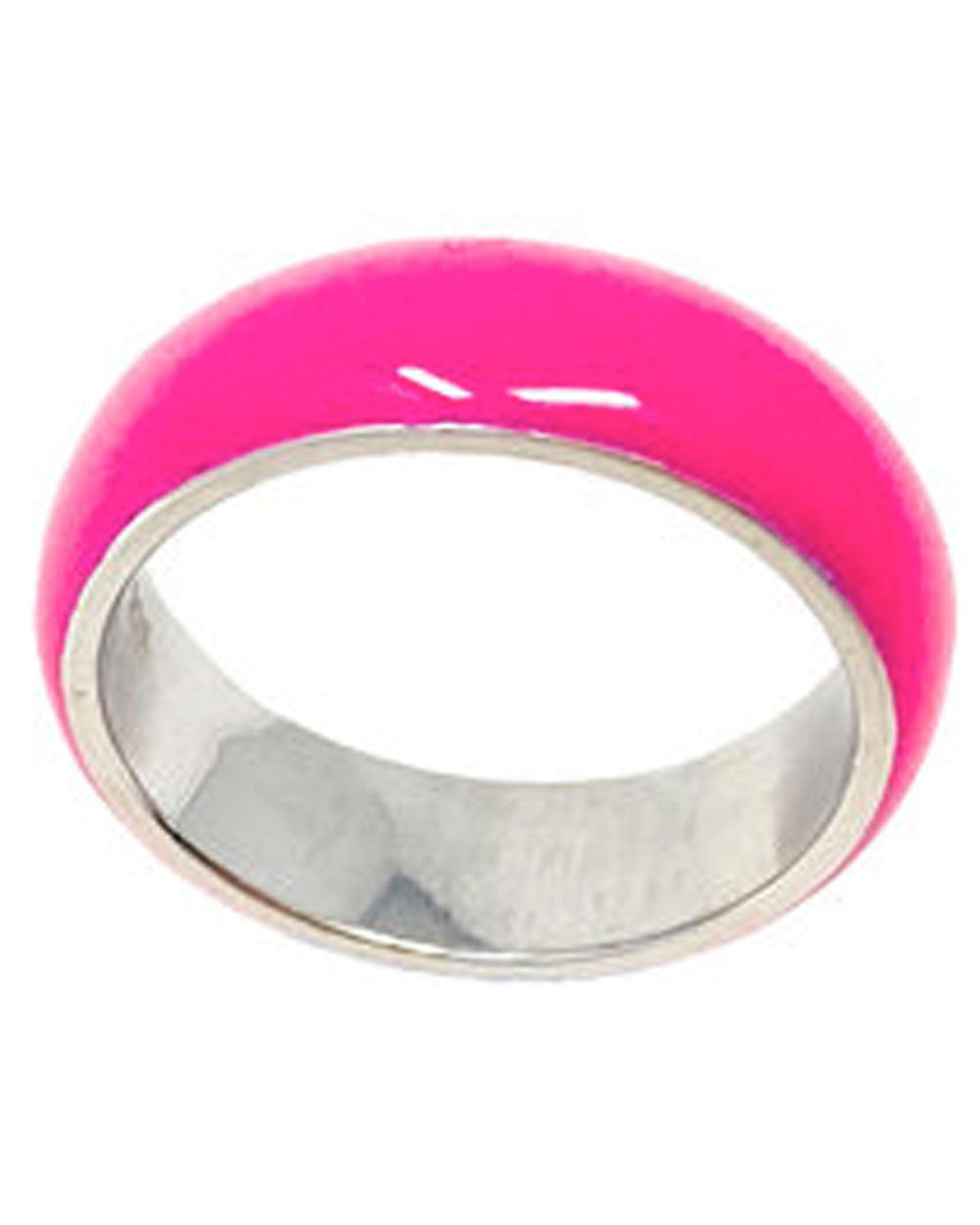 Neon Enamel and Silver Ring in Electric Pink