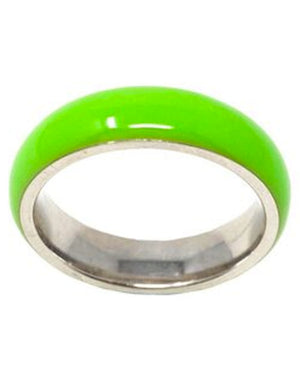 Neon Enamel and Silver Ring in Neon Green