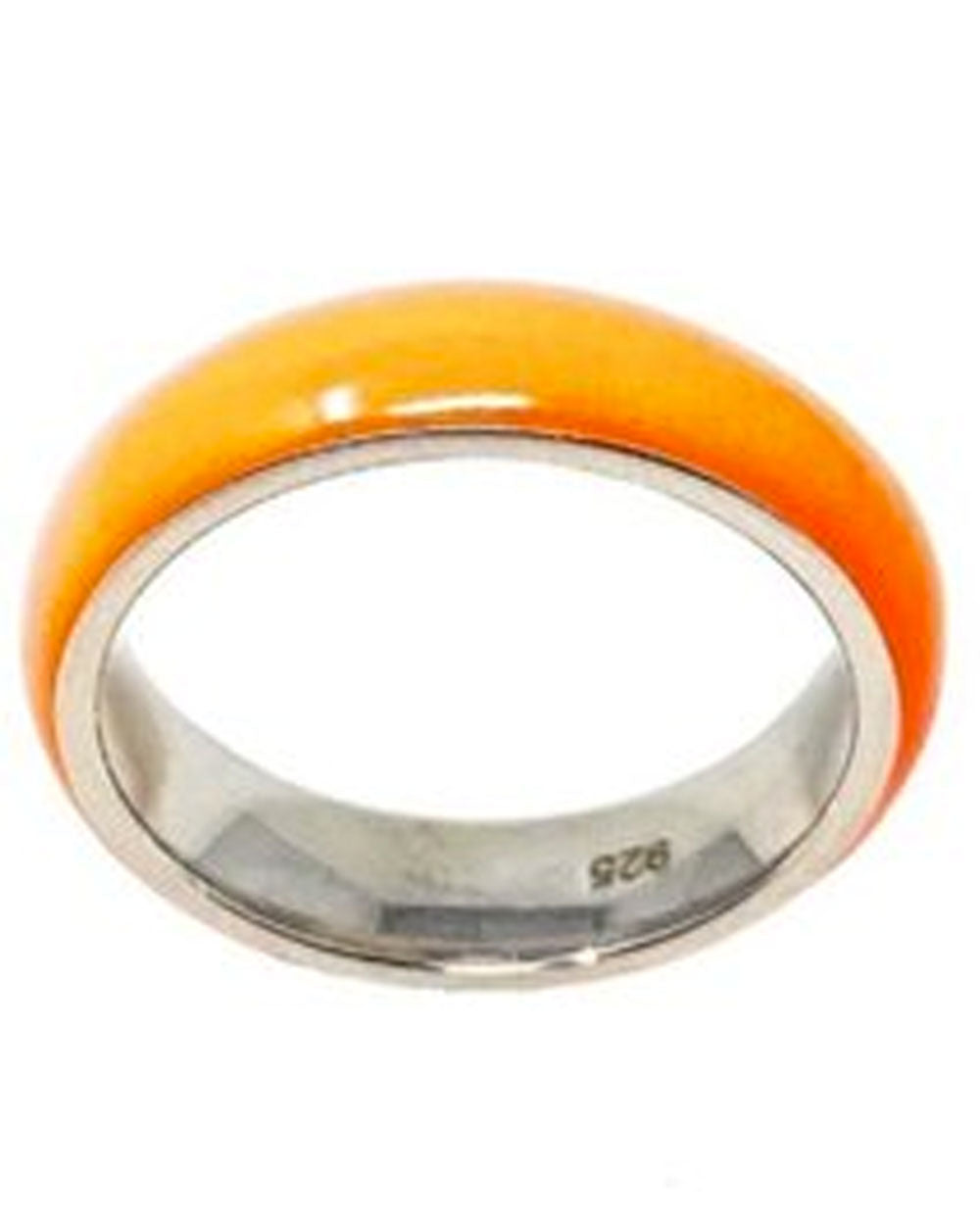 Neon Enamel and Silver Ring in Neon Orange