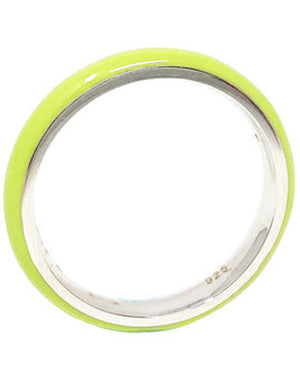 Thin Enamel and Silver Ring in Lime
