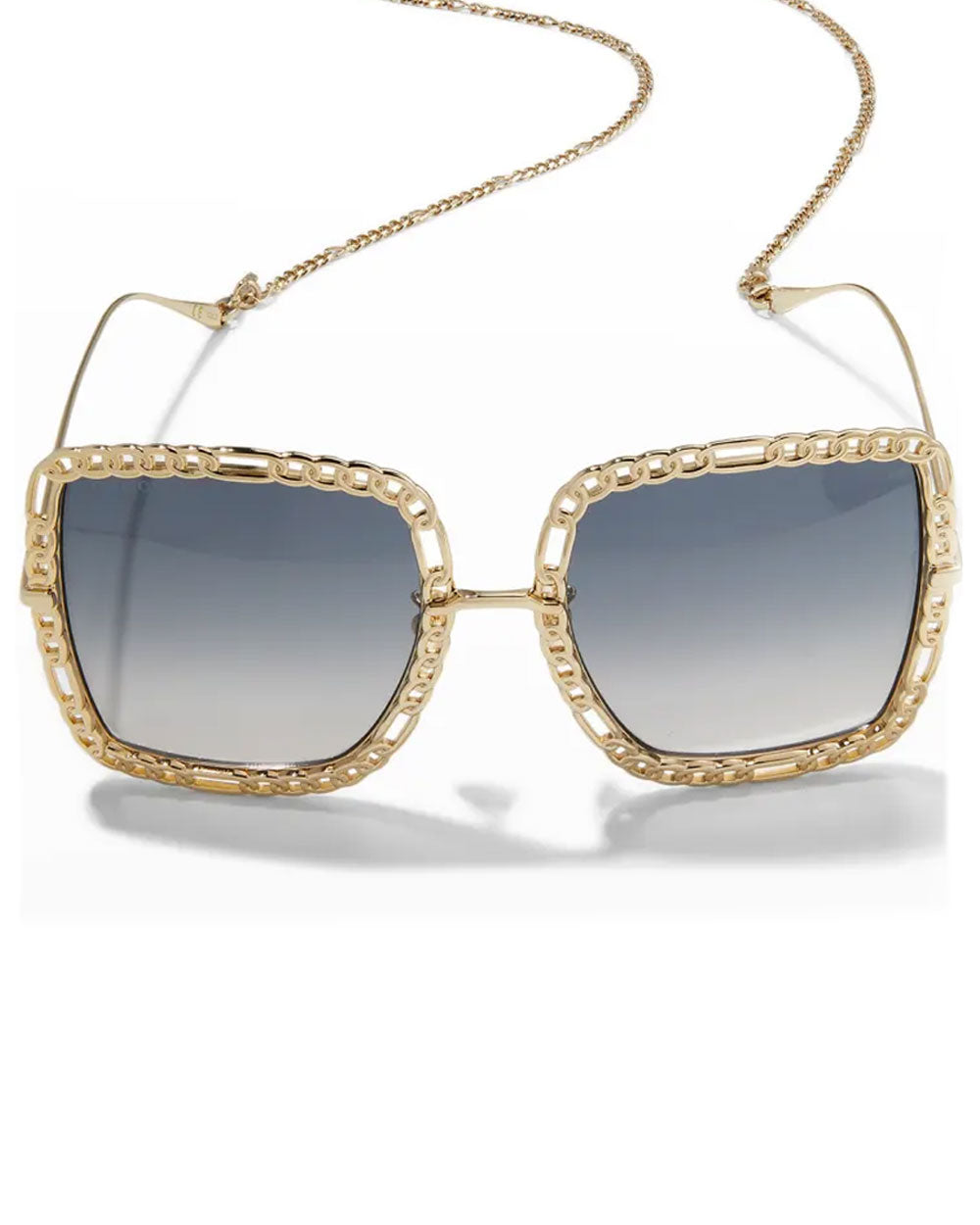 Rectangular sunglasses with chain