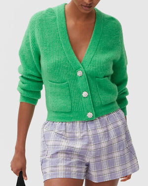 Kelly Green Soft Wool Knit Cardigan