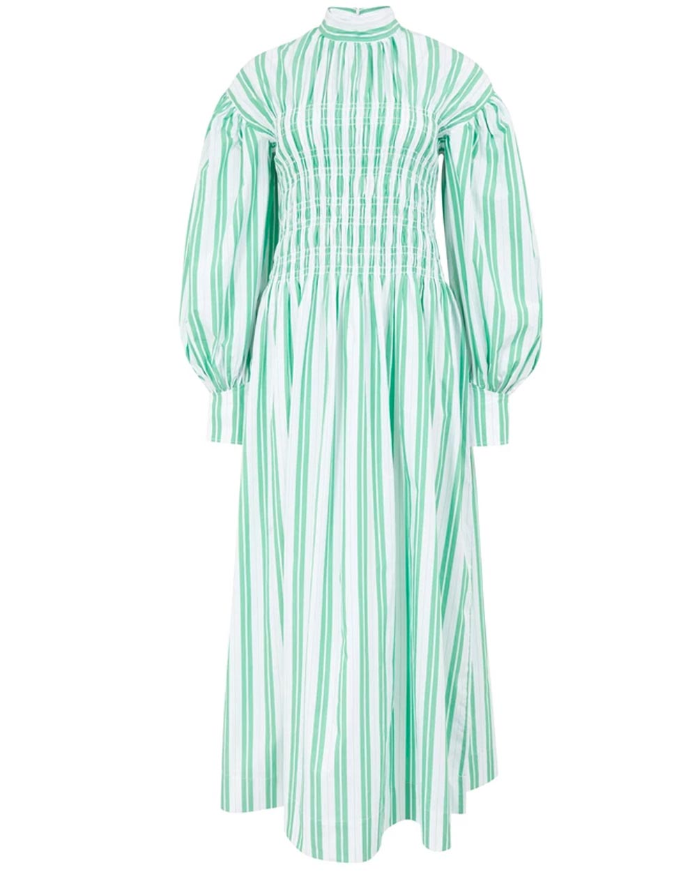 Kelly Green Stripe Cotton Maxi Dress